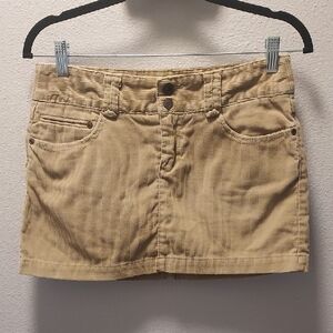 American Eagle Y2K Tan Corduroy 5-Pocket Mini Skirt Size 2